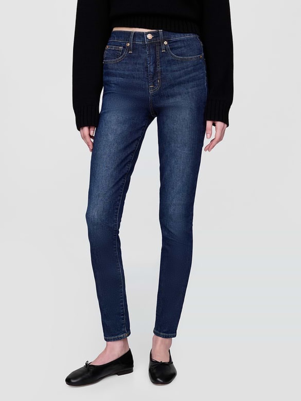 GAP High-Rise Skinny Jeans in Deep Indigo
